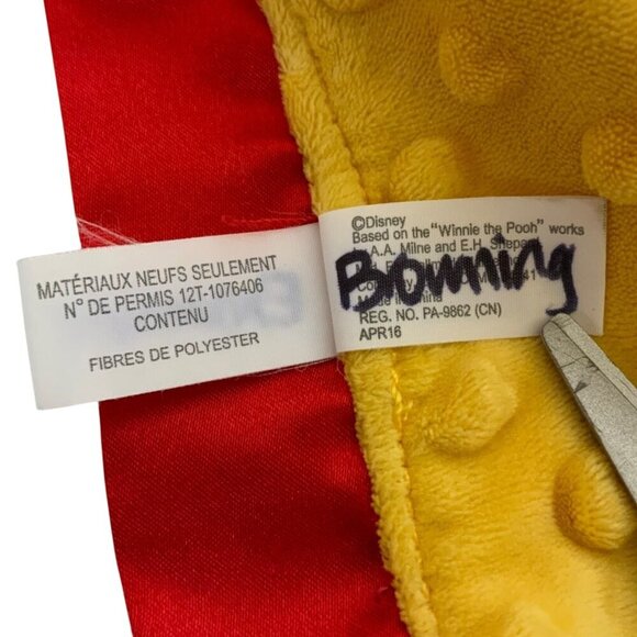 Itty Bittys Disney Winnie The Pooh Plush Lovey Security Blanket Yellow Red Minky - Picture 11 of 11